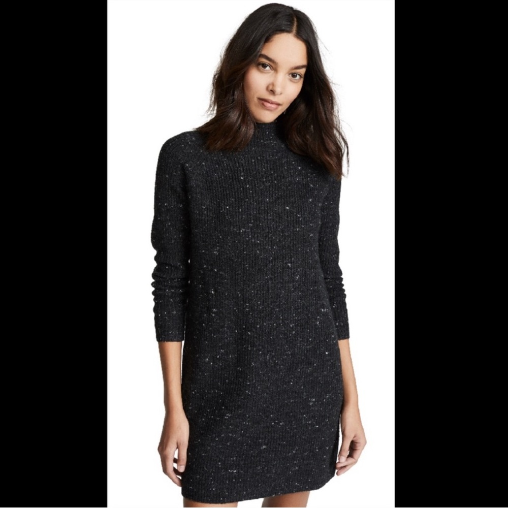 Madewell Donegal Northfield Mock Neck Sweater Dress in Gray Charcoal Size Small